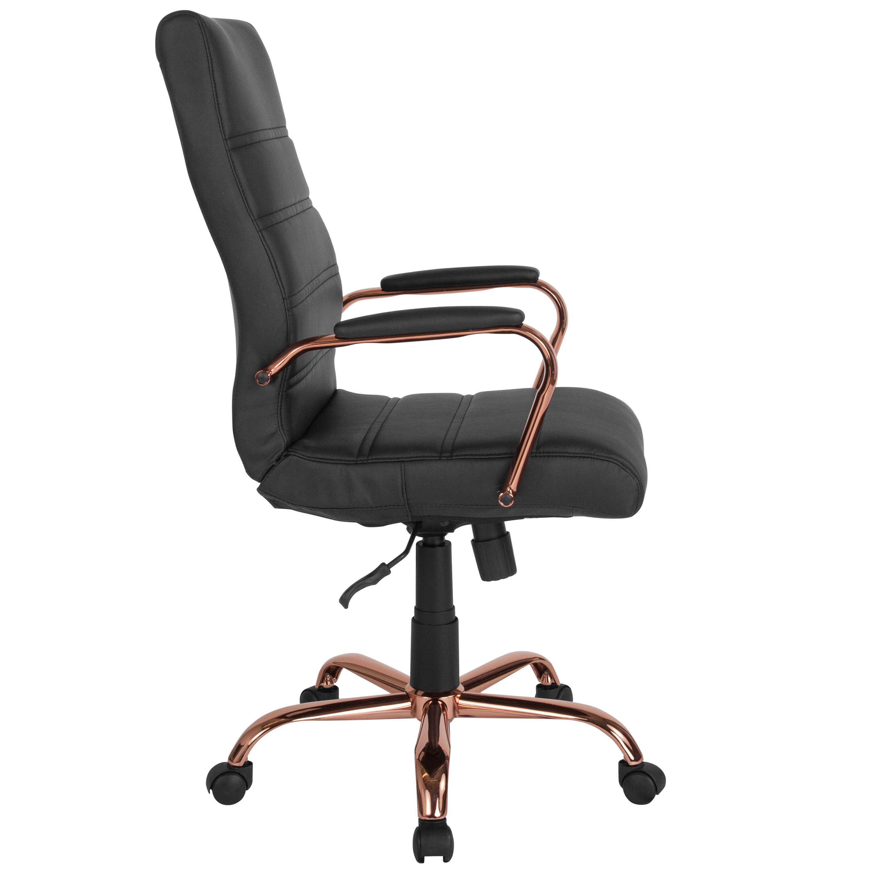 Flash Furniture High Back Black, White Desk Chair With Rose Gold Arms