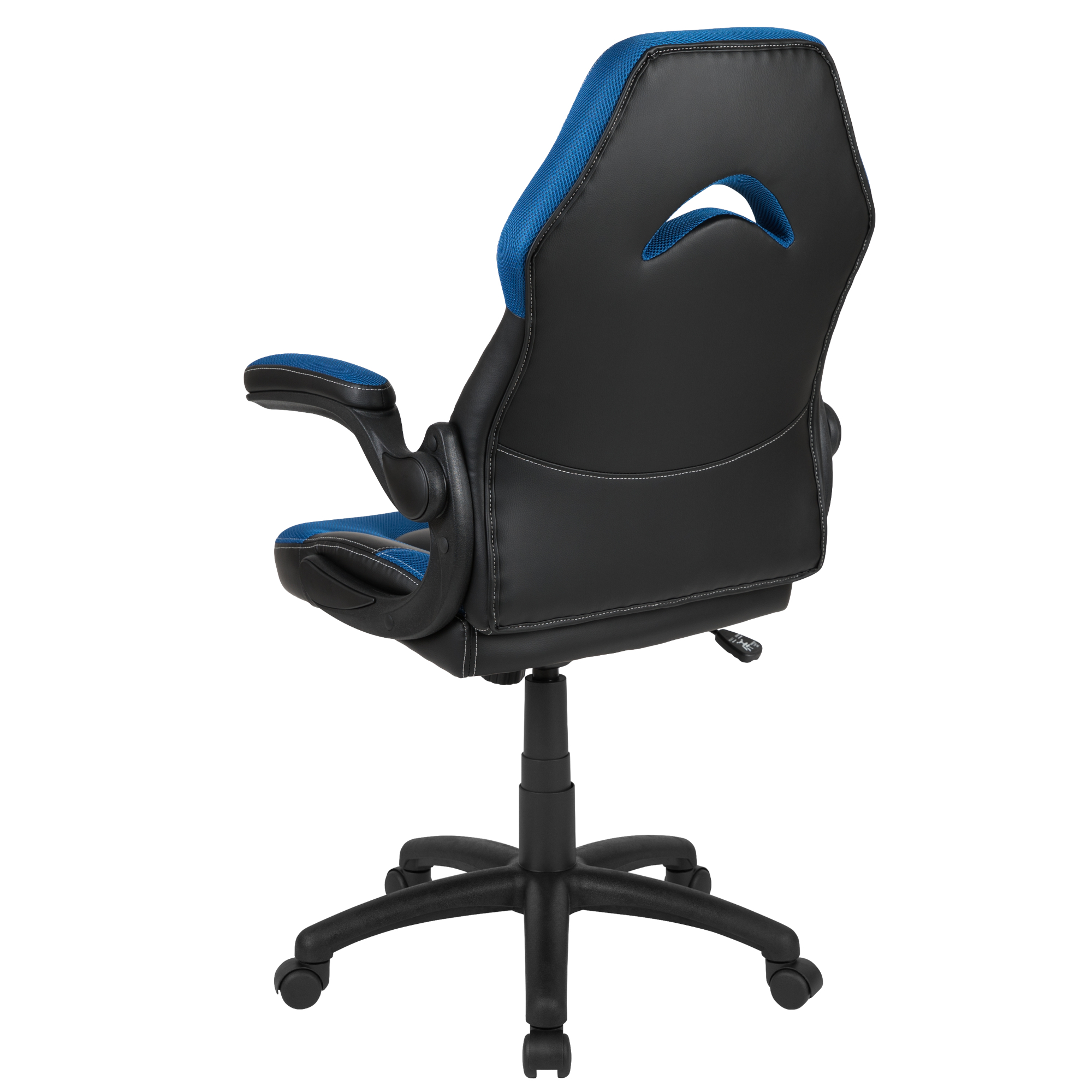 F&F Furniture Group 46.25" Blue and Black Office Ergonomic Adjustable X10 Gaming Swivel Chair with Flip-up Arms