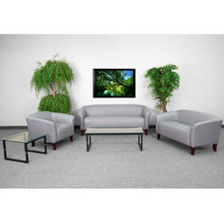 Flash Furniture HERCULES Diplomat Series Reception Set in Gray LeatherSoft