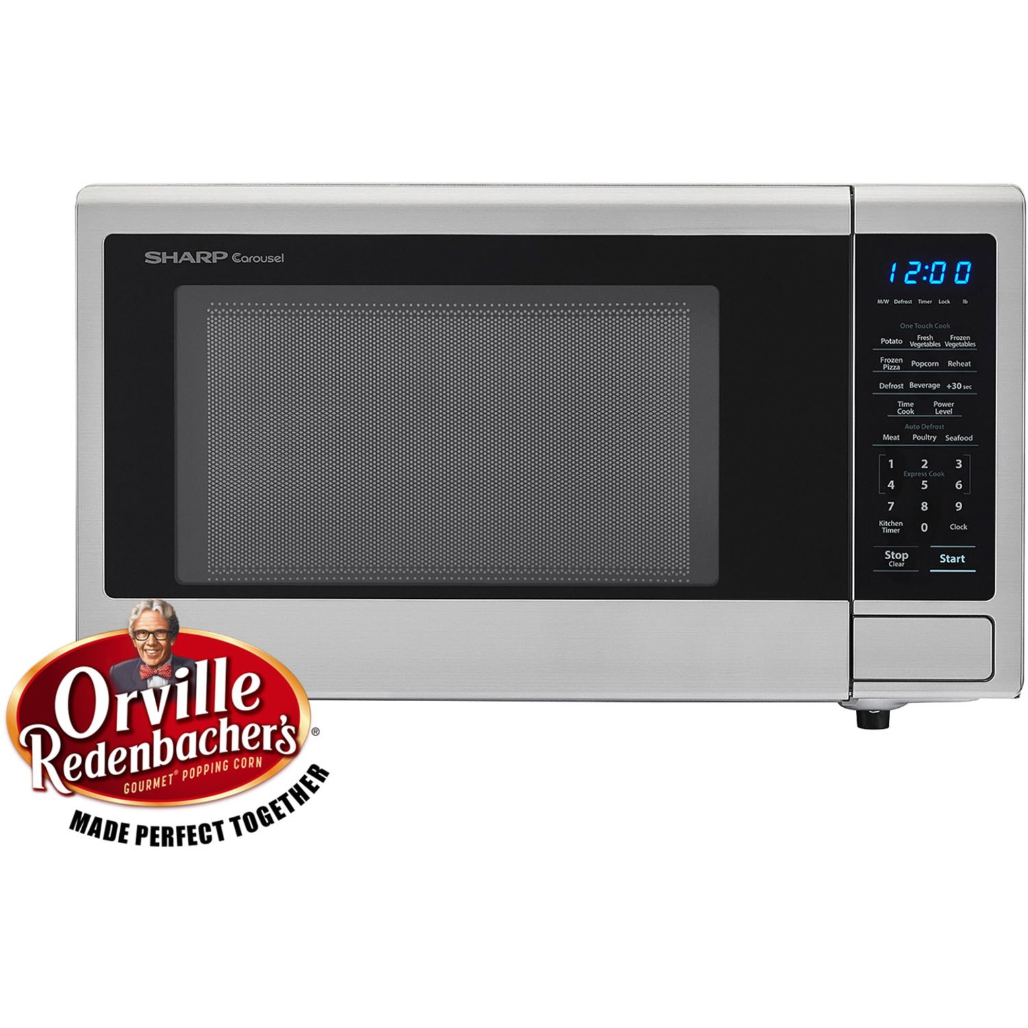 Sharp 1.1 CF Countertop Microwave, Orville Redenbacher&#39;s Certified, 1000W - Stainless