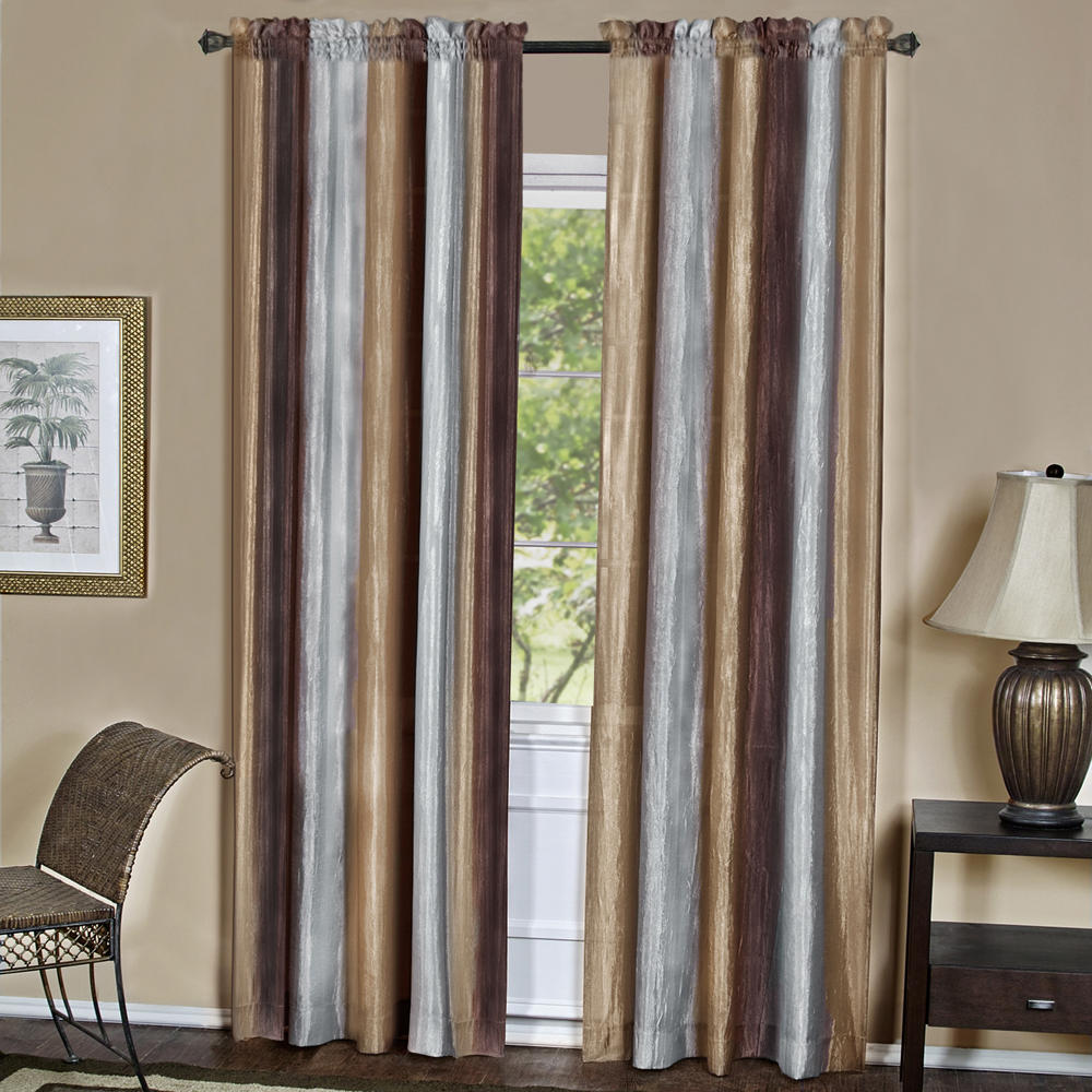 Achim Home Furnishing: Ombre Chocolate Striped Modern Window Curtain Panel