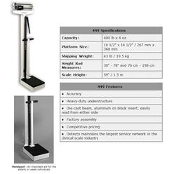 DETECTO 449 Physician's Scale, Weighbeam, 400 lb x 4 oz, Height Rod, Handpost