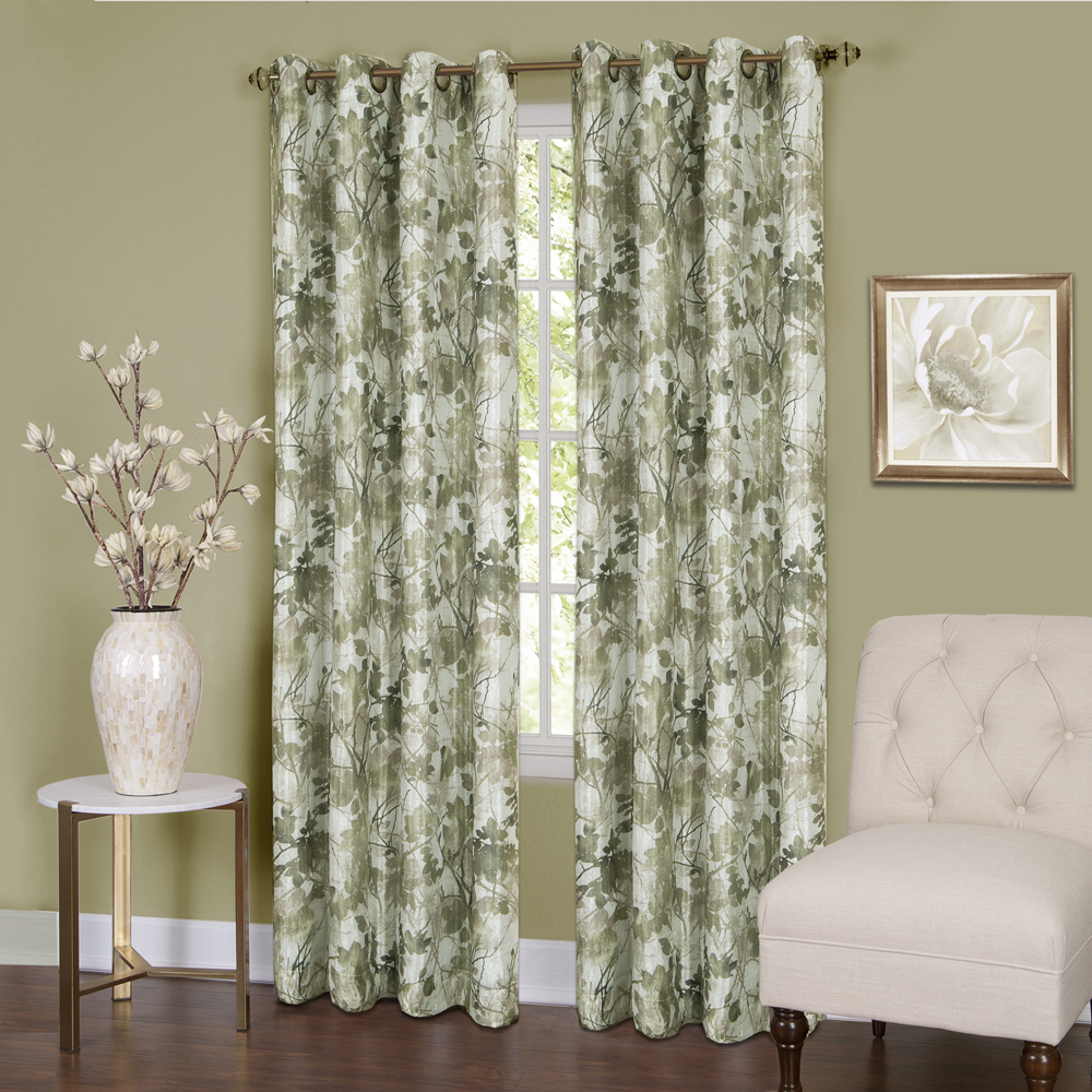 Achim Home Furnishing: Tranquil Green Floral Modern Blackout Window Curtain Panel