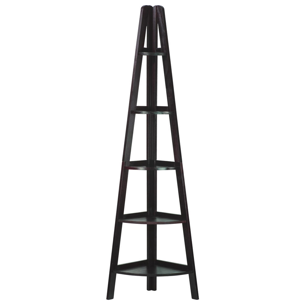 Casual Home 5 Shelf Corner Ladder Bookcase In Espresso Finish 176-33U New