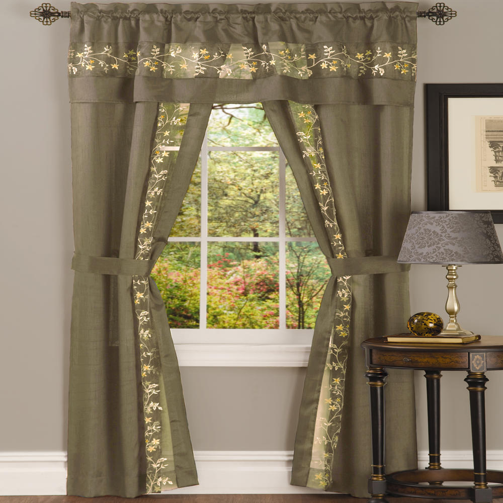 Achim Home Furnishing: Fairfield Taupe Floral Transitional Window Curtain Panel