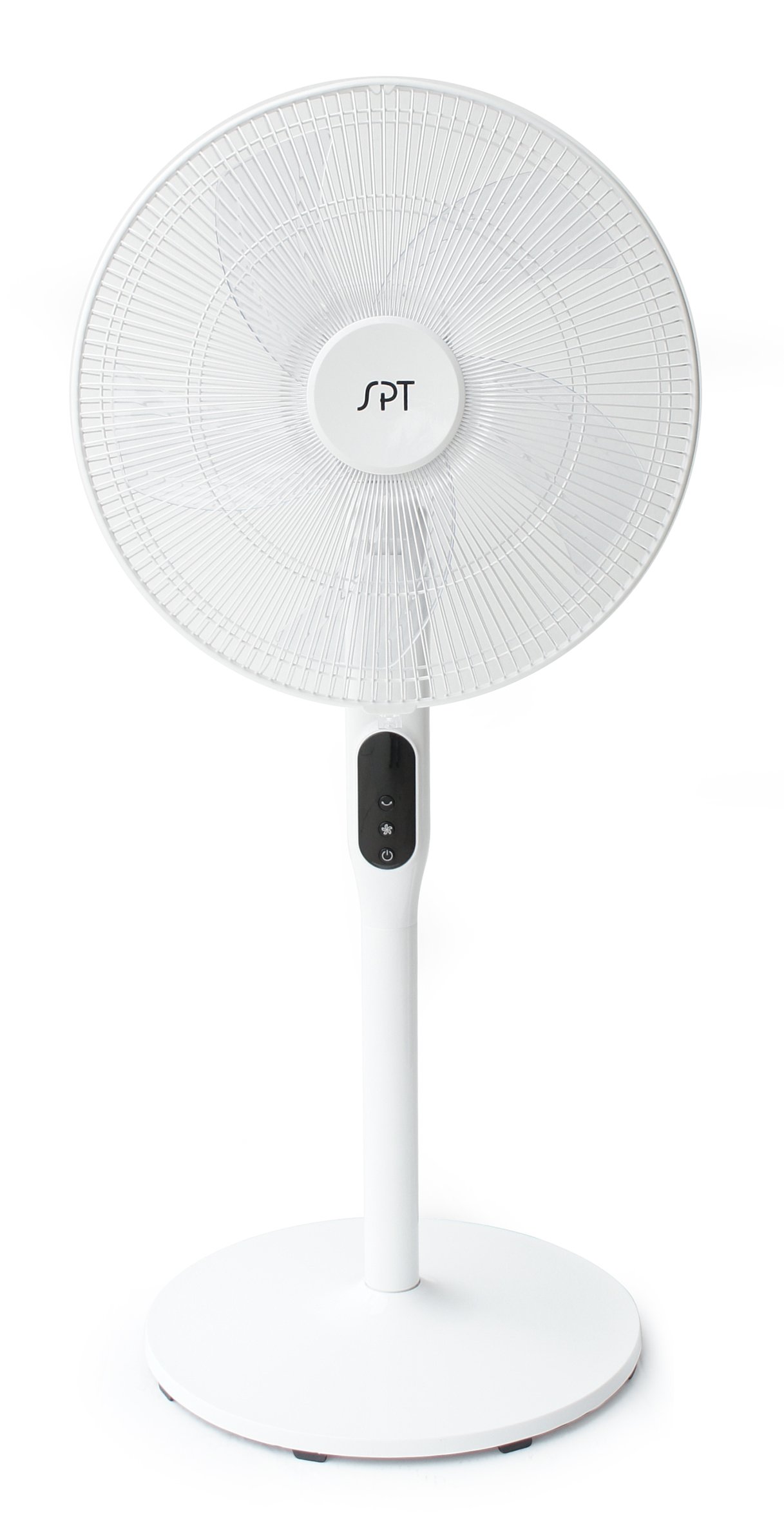 SPT 16" DC-Motor Energy Saving Stand Fan with Remote and timer-Piano White