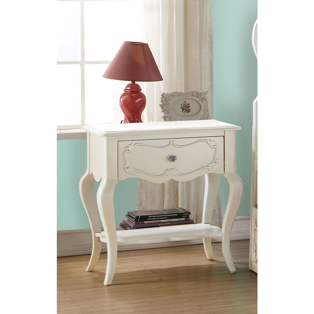 Acme Furniture Acme United Beautiful Wood Nightstand By Edalene, Pearl White