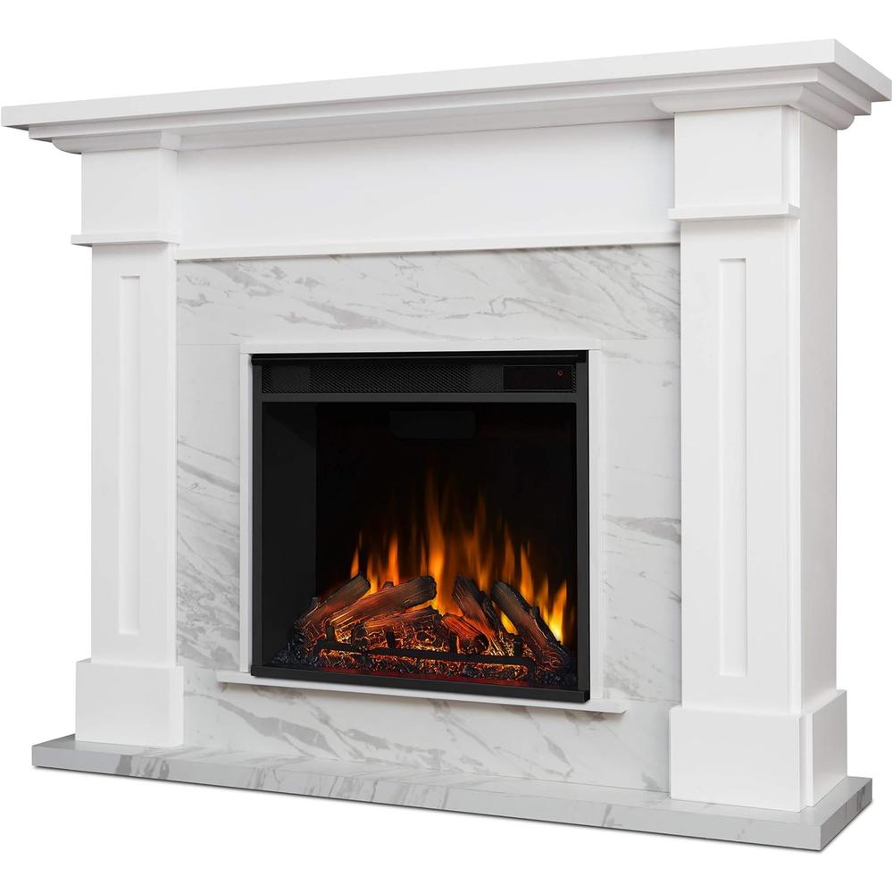 Real Flame Store Kipling Electric Fireplace in White with Faux Marble by Real Flame