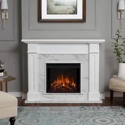 Real Flame Store Kipling Electric Fireplace in White with Faux Marble by Real Flame