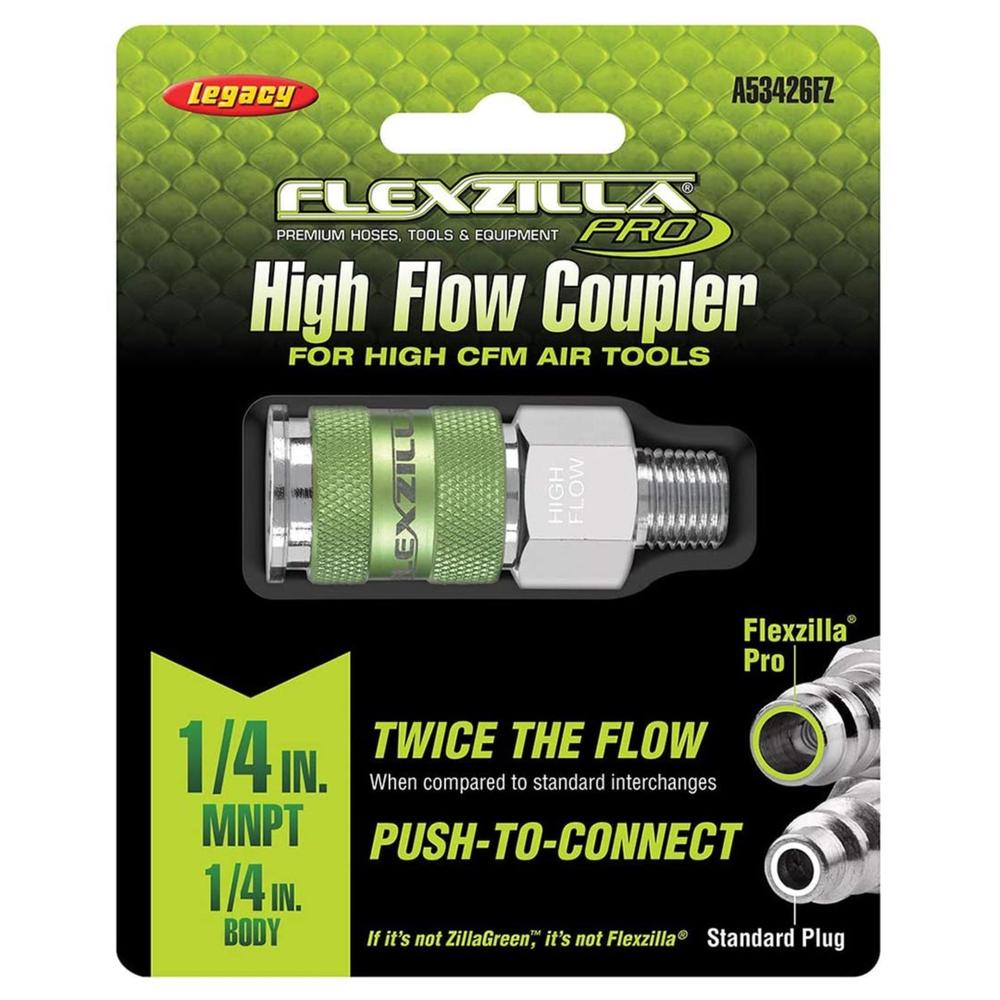 Flexzilla Pro High Flow Coupler 1/4" MNPT 1/4" Body