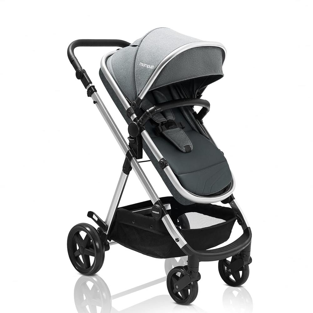mompush Store Mompush Meteor Stroller, Foldable 2 in 1 Baby Stroller, True Bassinet Mode with Reversible Seat, Full Recline, Adjustable Handle