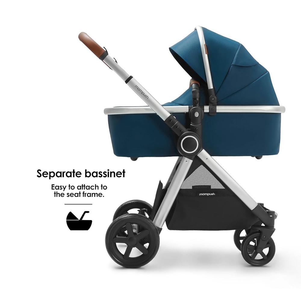 mompush Store Mompush Ultimate2 Full-Size Standard Stroller Independent Bassinet Reversible Seat Compact Self Standing Fold Large UPF50+ Canop
