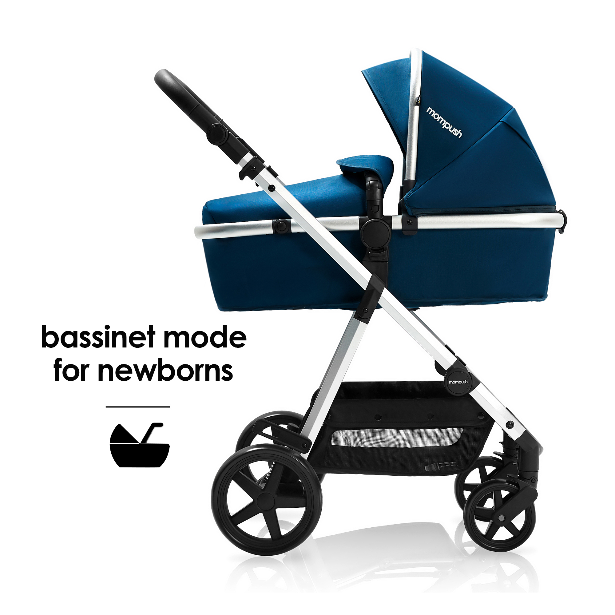 Mompush Meteor Stroller Foldable 2 in 1 Baby Stroller True Bassinet Mode with Reversible Seat Full Recline Adjustable Handlebar