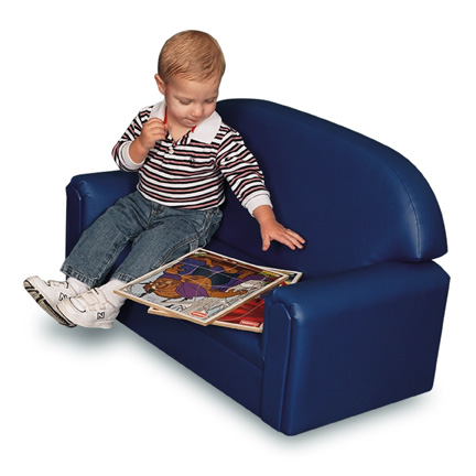 New World Just Like Home Toddler Vinyl Upholstery Blue Sofa