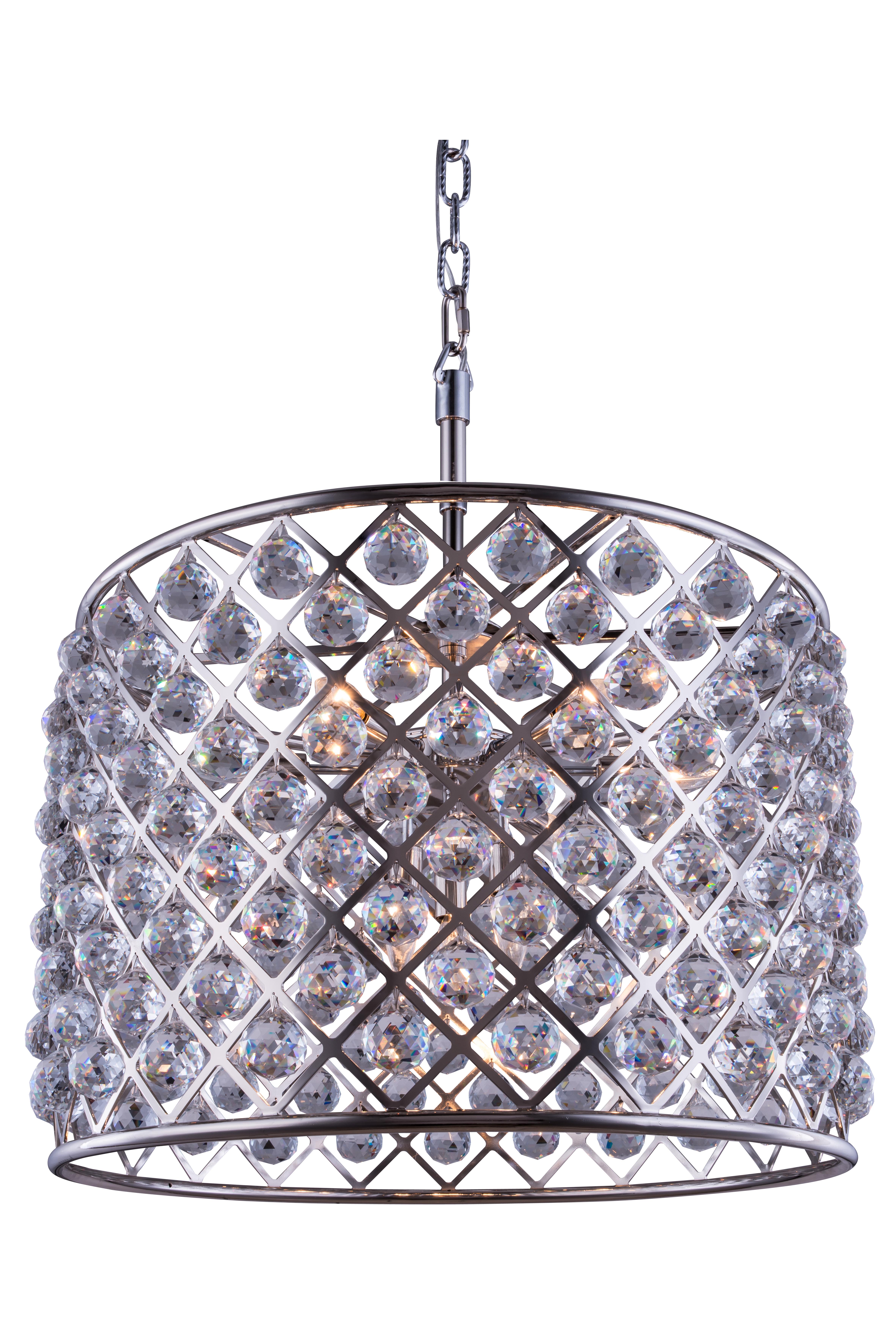 Elegant Lighting 1206 Madison Collection Pendent lamp D:27.5" H:21" Lt:8 Polished nickel Finish (Royal Cut  Crystals)