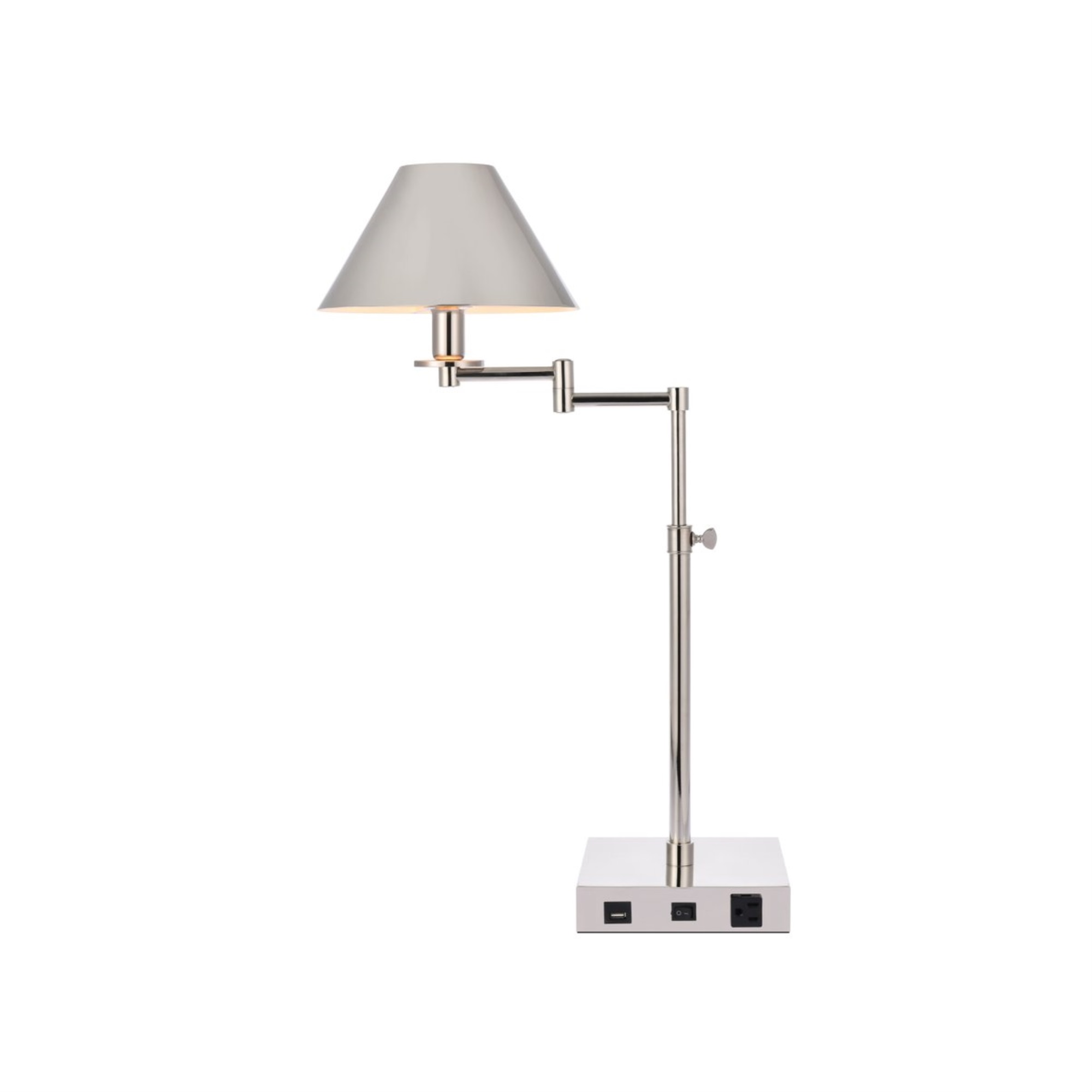 Elegant Decor Brio Collection 1-Light Polished Nickel Finish Table Lamp