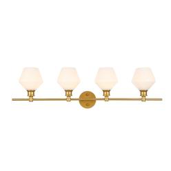 Living District Gene 4 light Brass and Frosted white glass Wall sconce