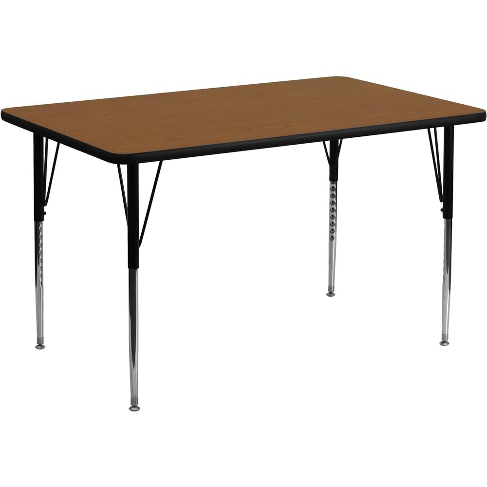 Flash Furniture 30''W x 60''L Rectangular Oak HP Laminate Activity Table - Standard Height Adjustable Legs - XU-A3060-REC-OAK-H-A-GG