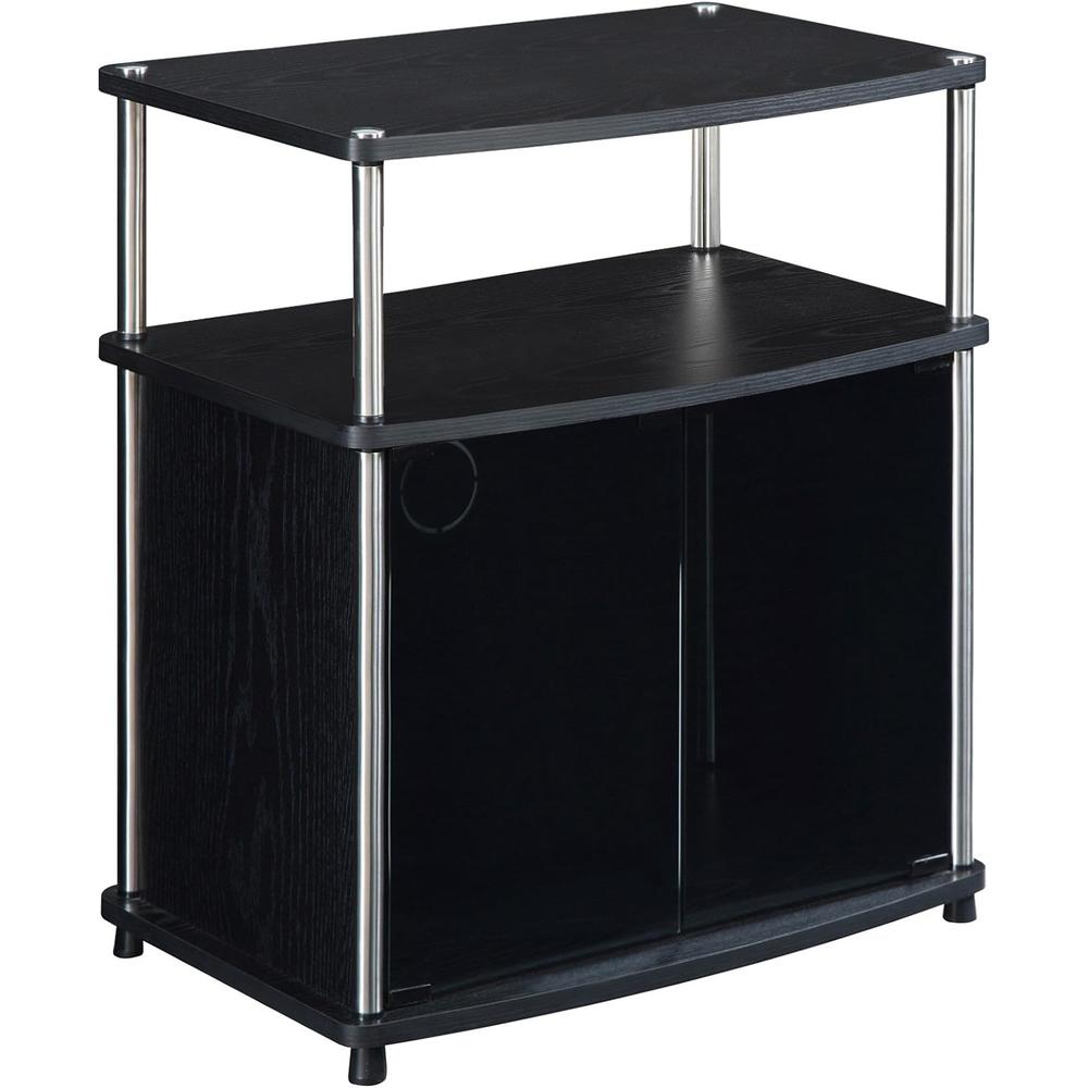 Convenience Concepts Designs2Go TV Stand with Black Glass Cabinet, Black