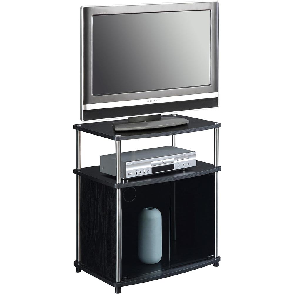 Convenience Concepts Designs2Go TV Stand with Black Glass Cabinet, Black
