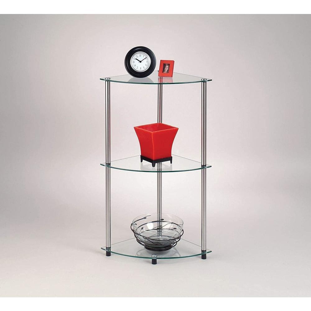 Convenience Concepts Designs2Go Classic Glass 3 Tier Corner Shelf