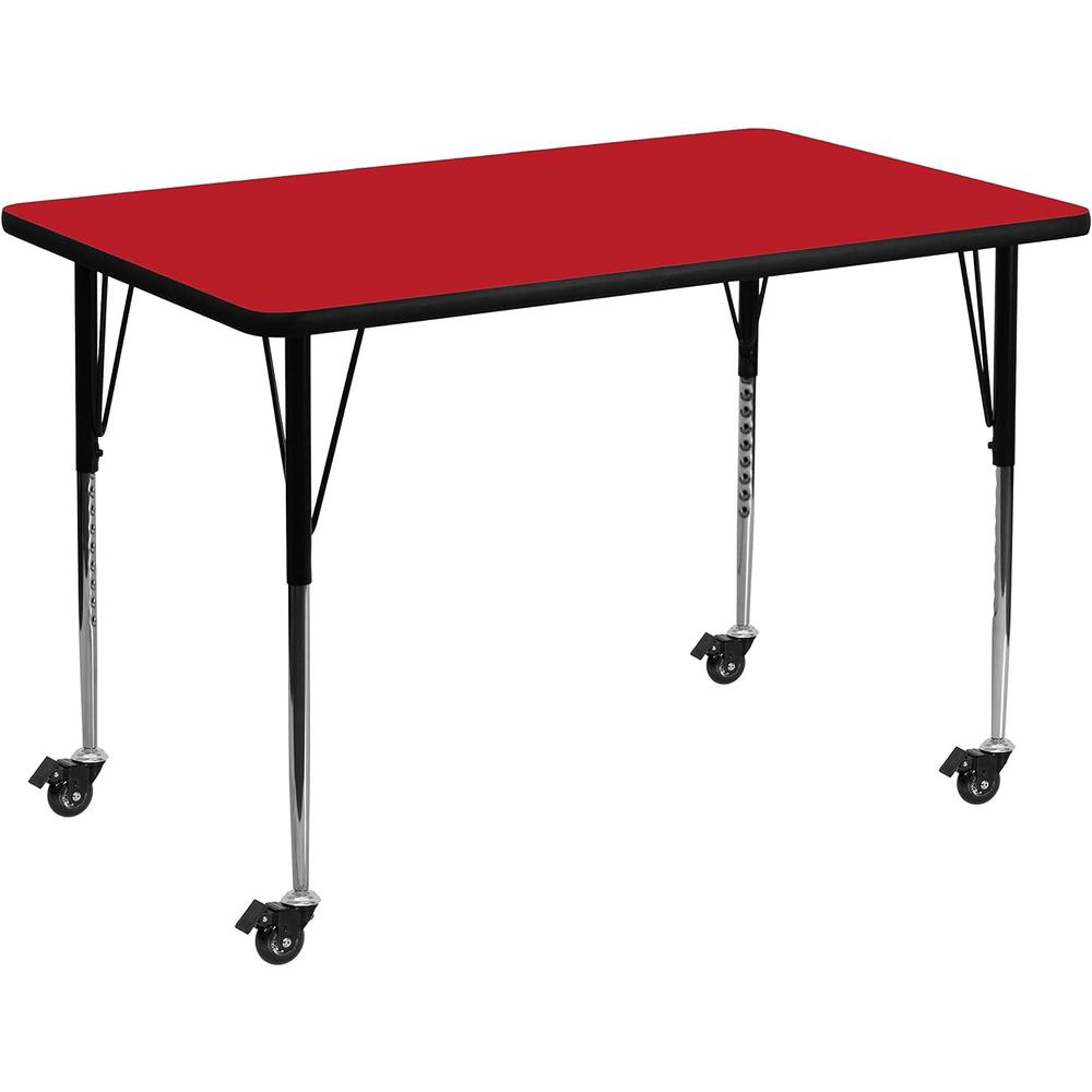 Flash Furniture Mobile 36''W x 72''L Rectangular Oak HP Laminate Activity Table - Standard Height Adjustable Legs - XU-A3672-REC-OAK-H-A-CAS