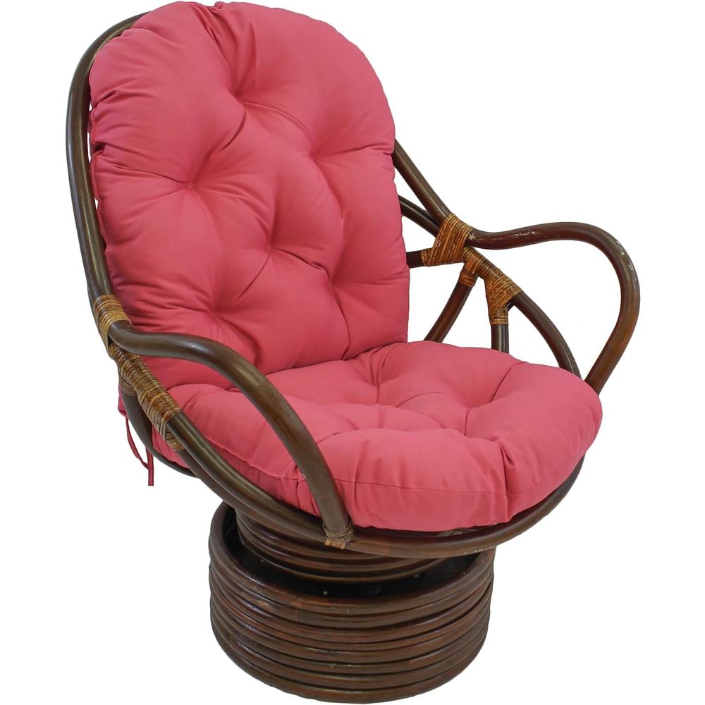 Blazing Needles Solid Twill Swivel Rocker Chair Cushion, 48" x 24", Burgundy
