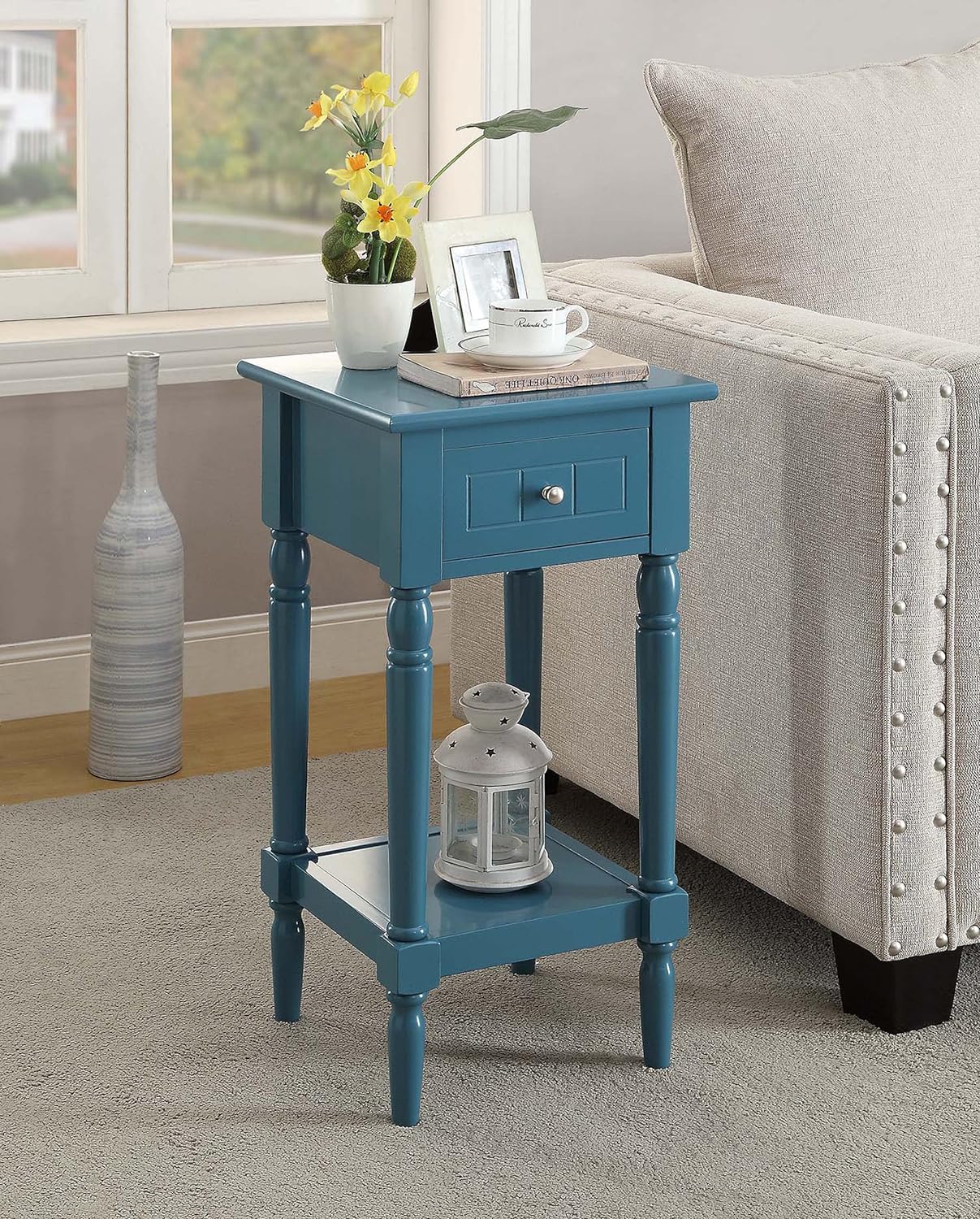 Convenience Concepts French Country Khloe Accent Table, Blue