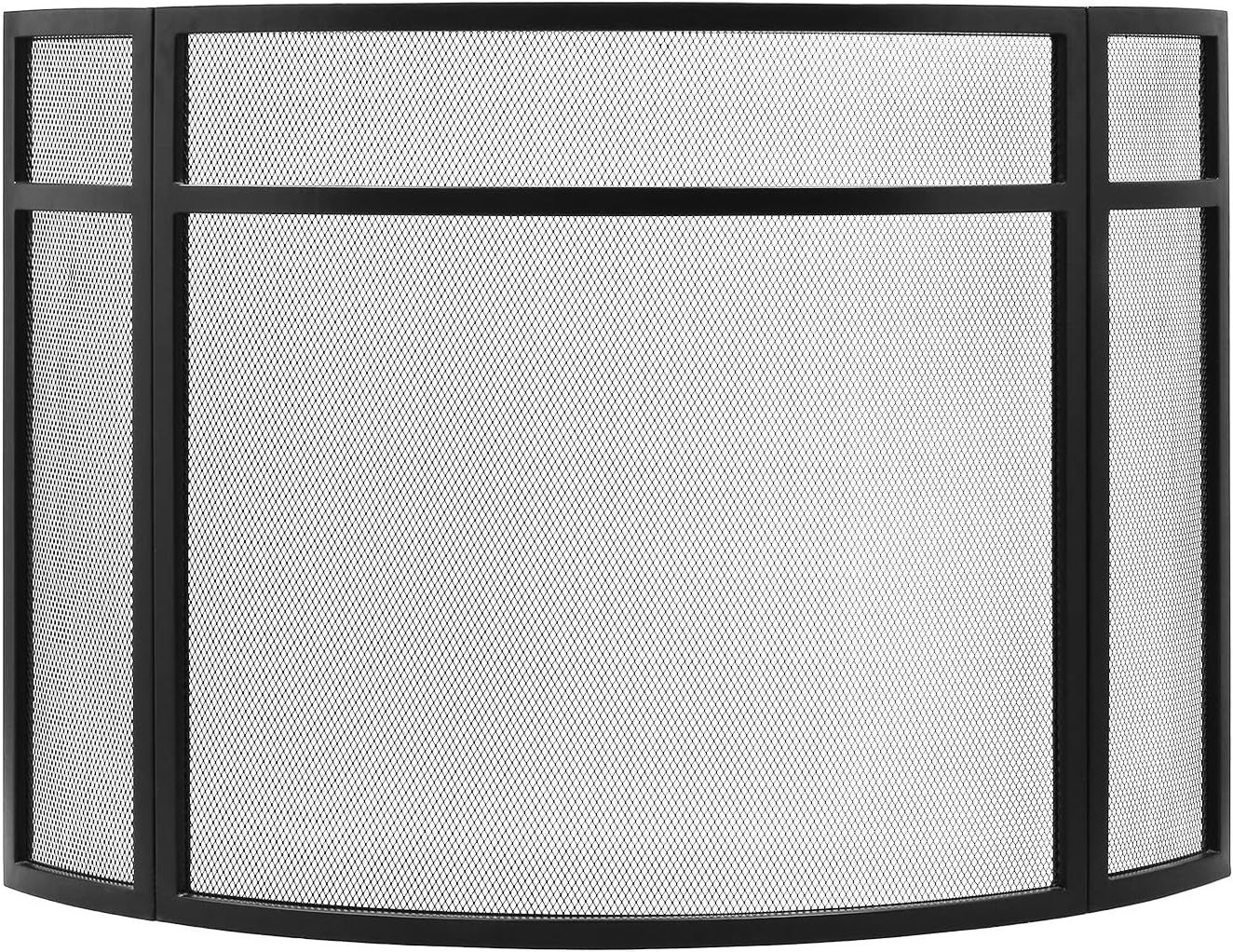Minuteman International X800493 Panelled Curved Three-Fold Fireplace Screen, Black
