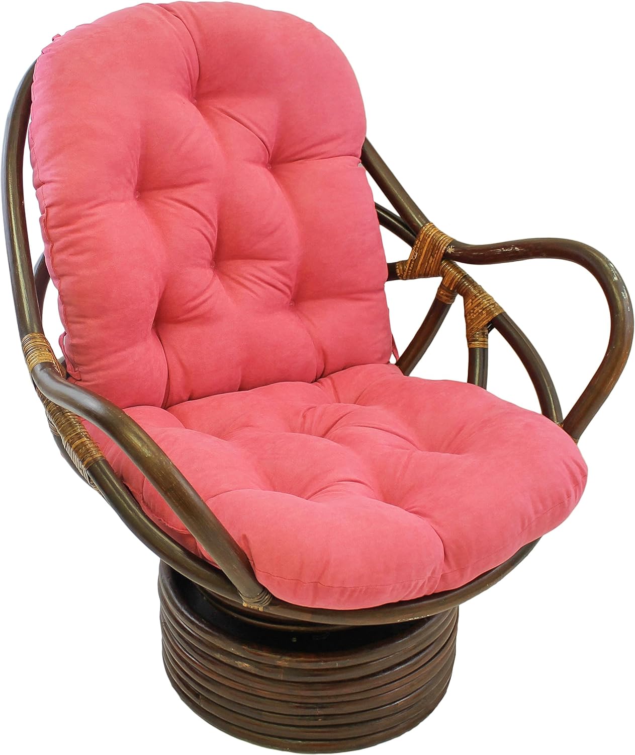 Blazing Needles Solid Microsuede Swivel Rocker Chair Cushion, 48" x 24", Berry Berry