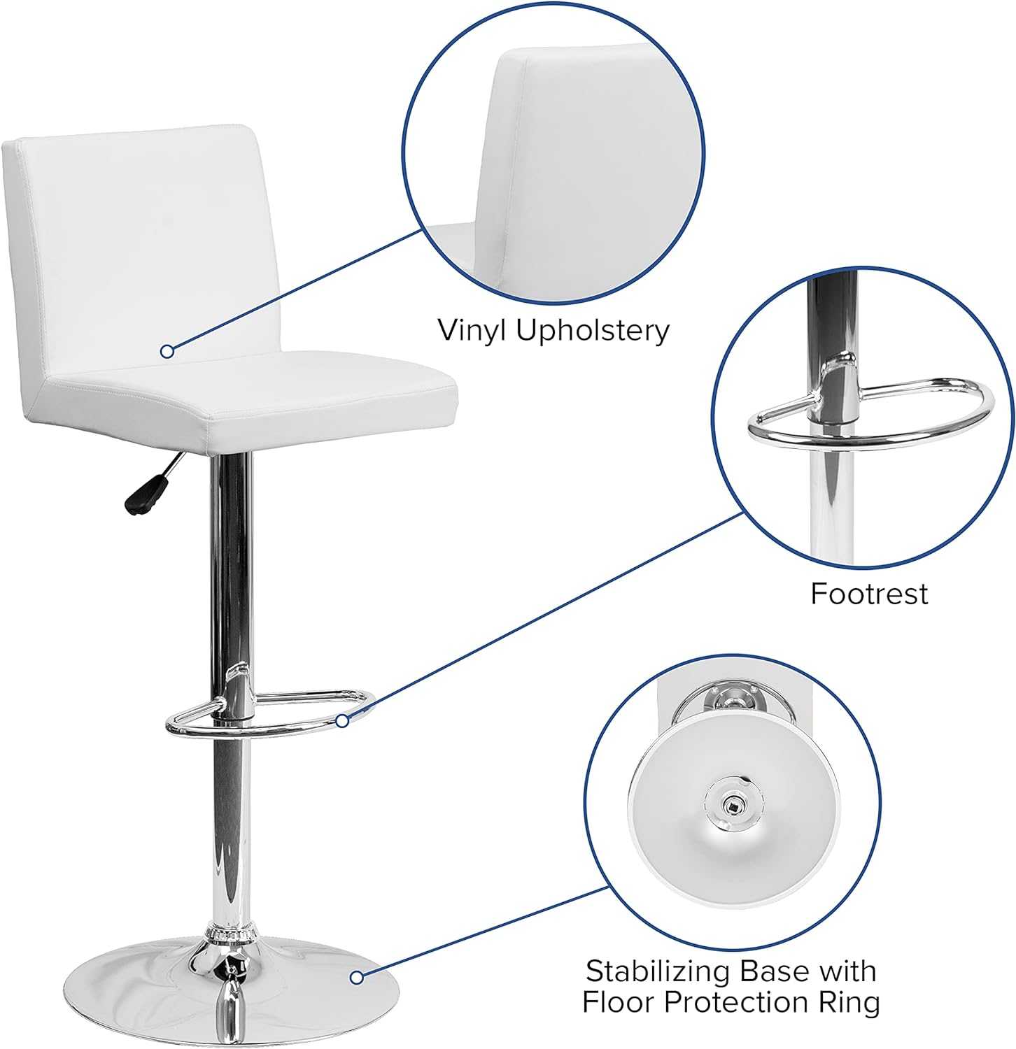 Flash Furniture White Contemporary Barstool, White - CH-92066-WH-GG