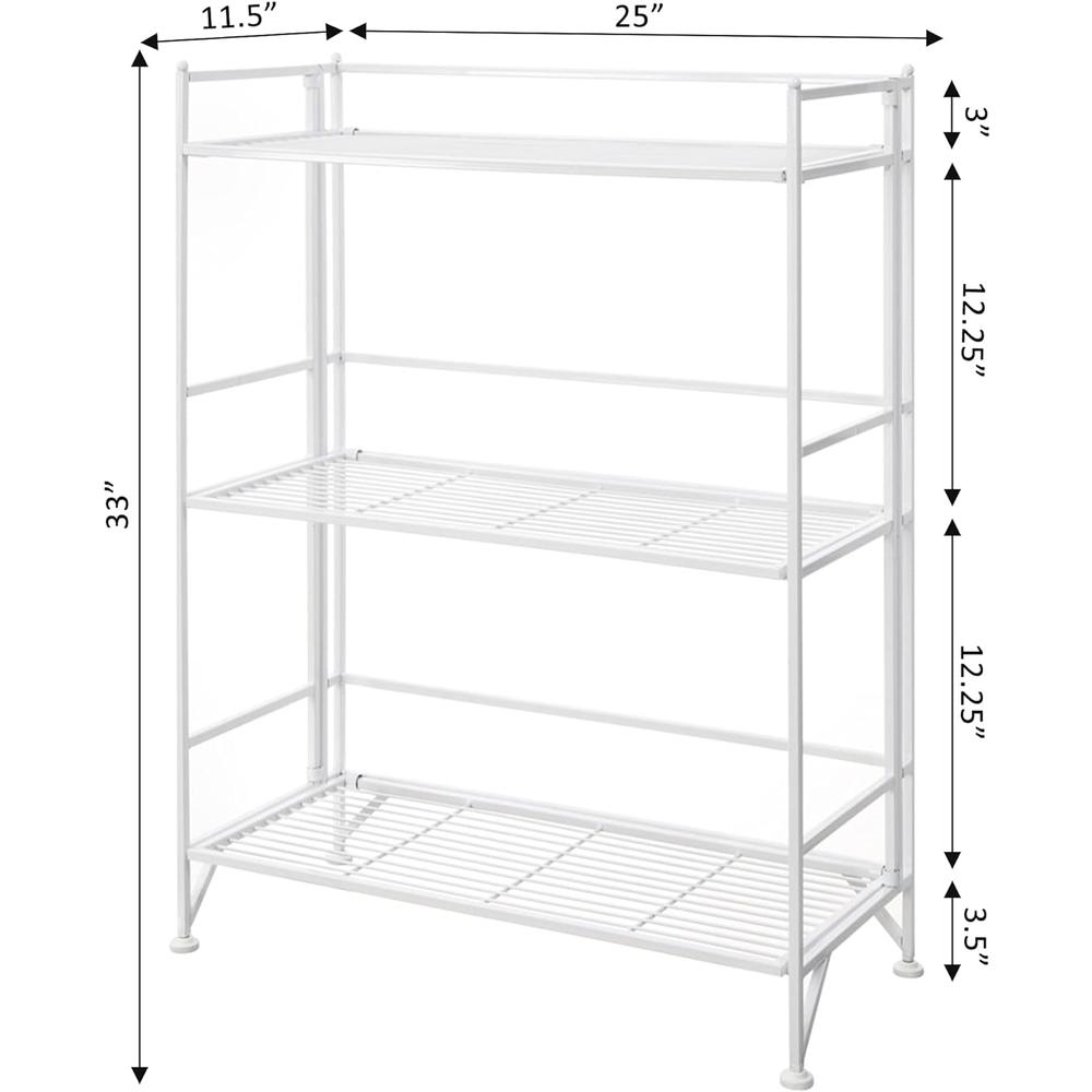 Convenience Concepts Xtra Storage 3 Tier Wide Folding Metal Shelf, White