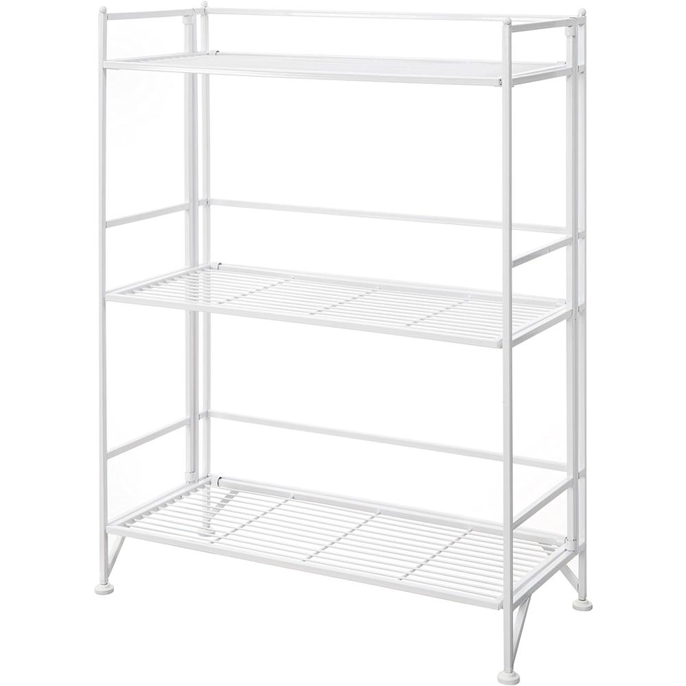 Convenience Concepts Xtra Storage 3 Tier Wide Folding Metal Shelf, White