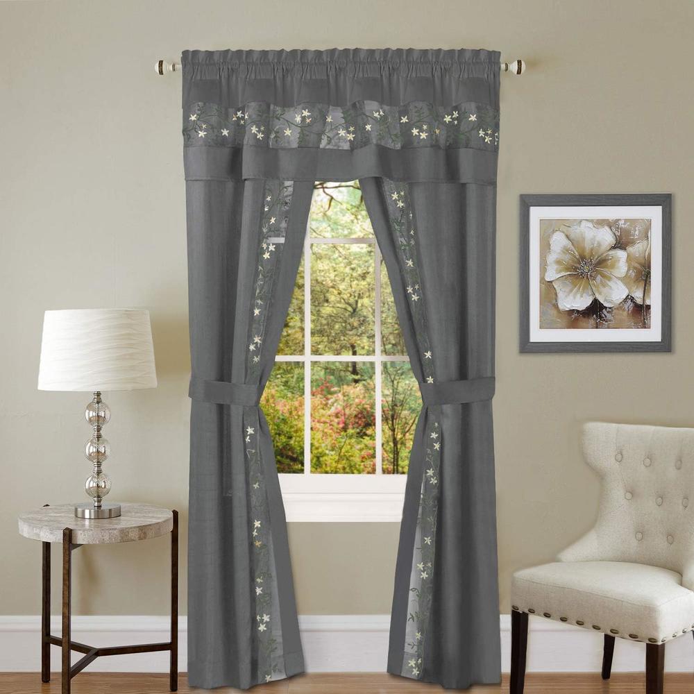 Achim Home Furnishing: Fairfield Ice Blue Floral Transitional Window Curtain Panel