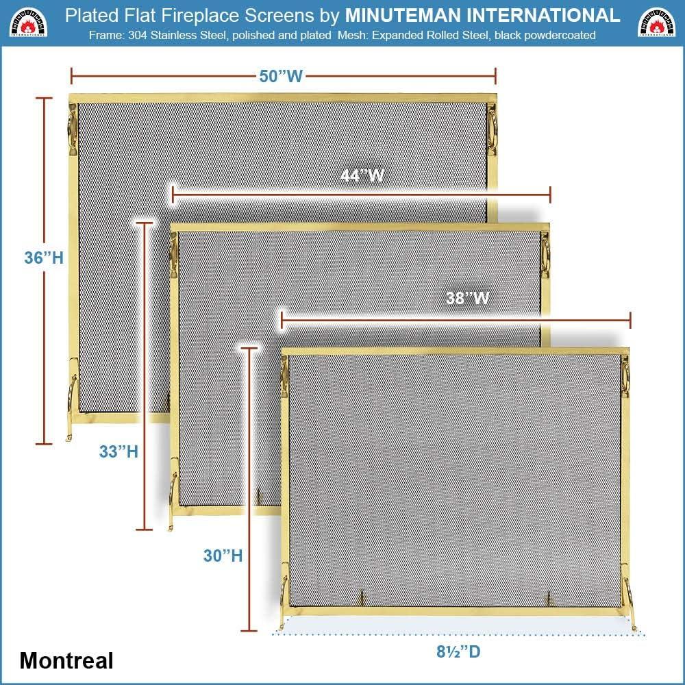 MinuteMan 50x36'' Montreal Polished Brass Fireplace Screen