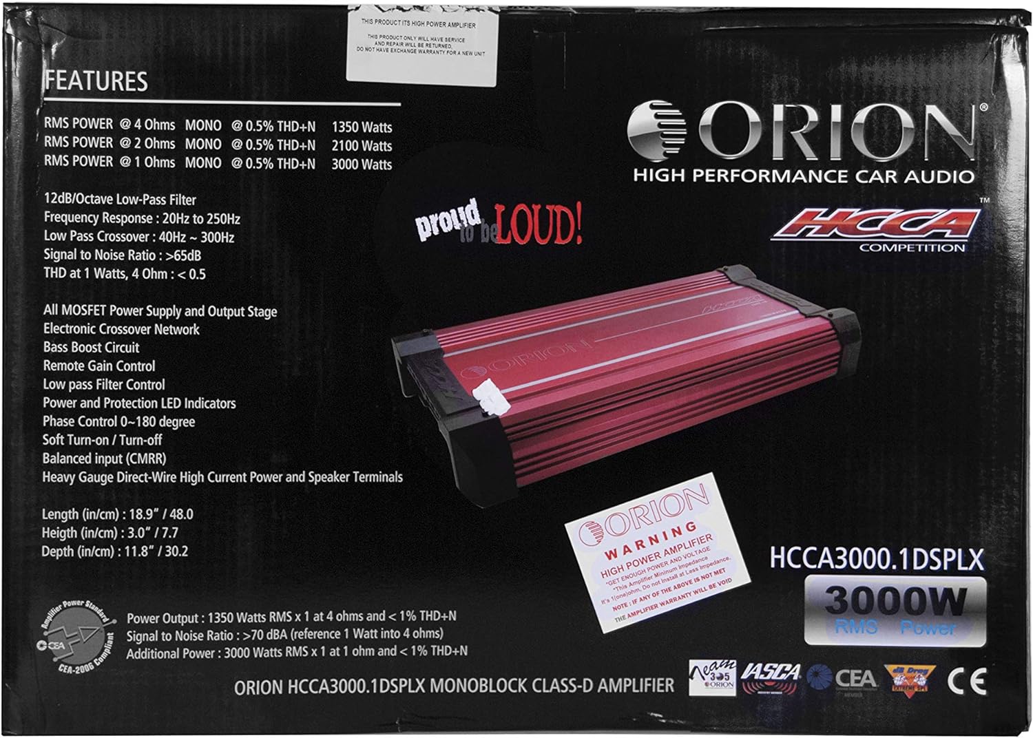 Orion Hcca Amplifier Class D Splx Mono Amplifier 3000W Rms