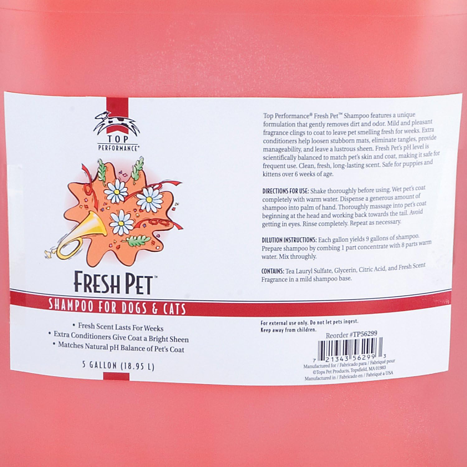 BOSS PET PRODUCTS INC Top Performance Fresh Pet Red Fresh Scent Cat/Dog Shampoo 17 oz. 1 pk