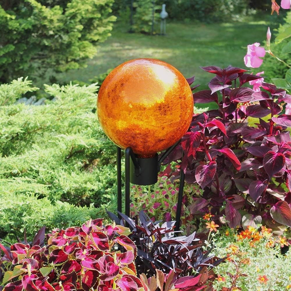 Achla Designs G10-M-C Gazing, Mandarin 10 inch Glass Garden Globe Ball Sphere, 10