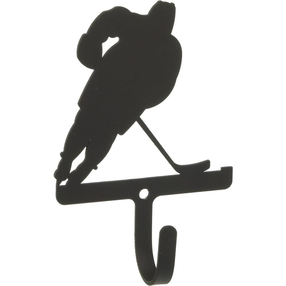 Village Wrought Iron WH-158-S Hockey Player Wall Hook Small - Black