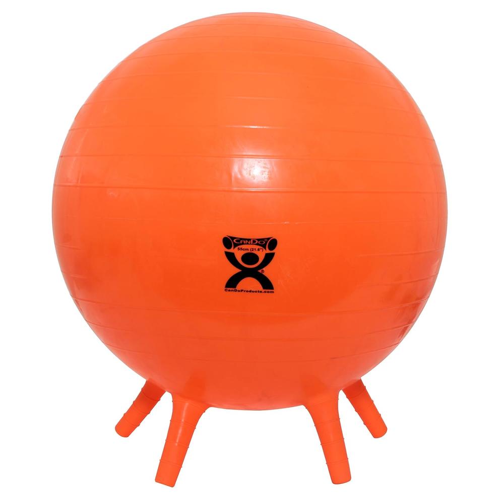 CanDo Inflatable Exercise Ball - with Stability Feet - Yellow - 18" (45 cm)