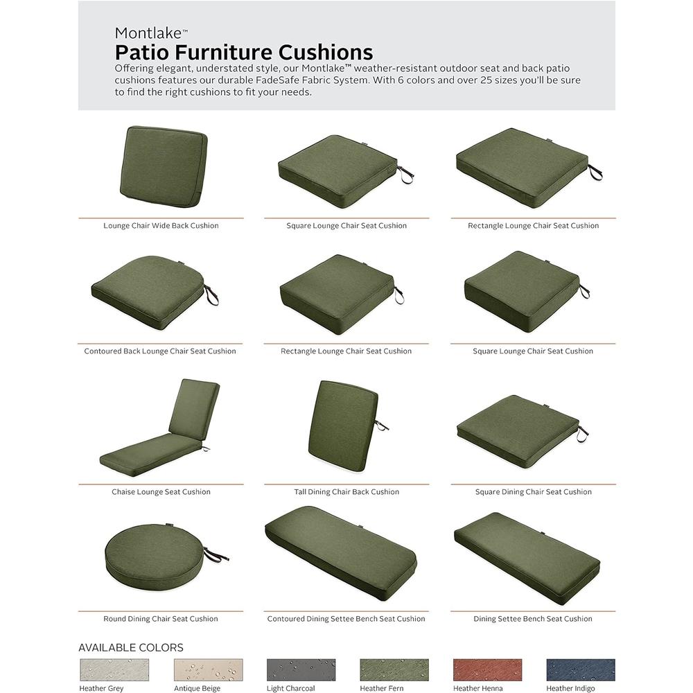 Classic Accessories Patio Chaise Lounge Cushion Slip Cover-3" Thick-Heavy Duty Patio Cushion