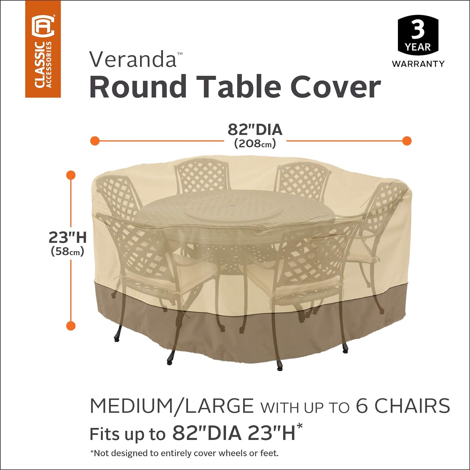 Classic Accessories Classic Veranda Round Patio Table & Chair Set Cover Durable and Water Resistant