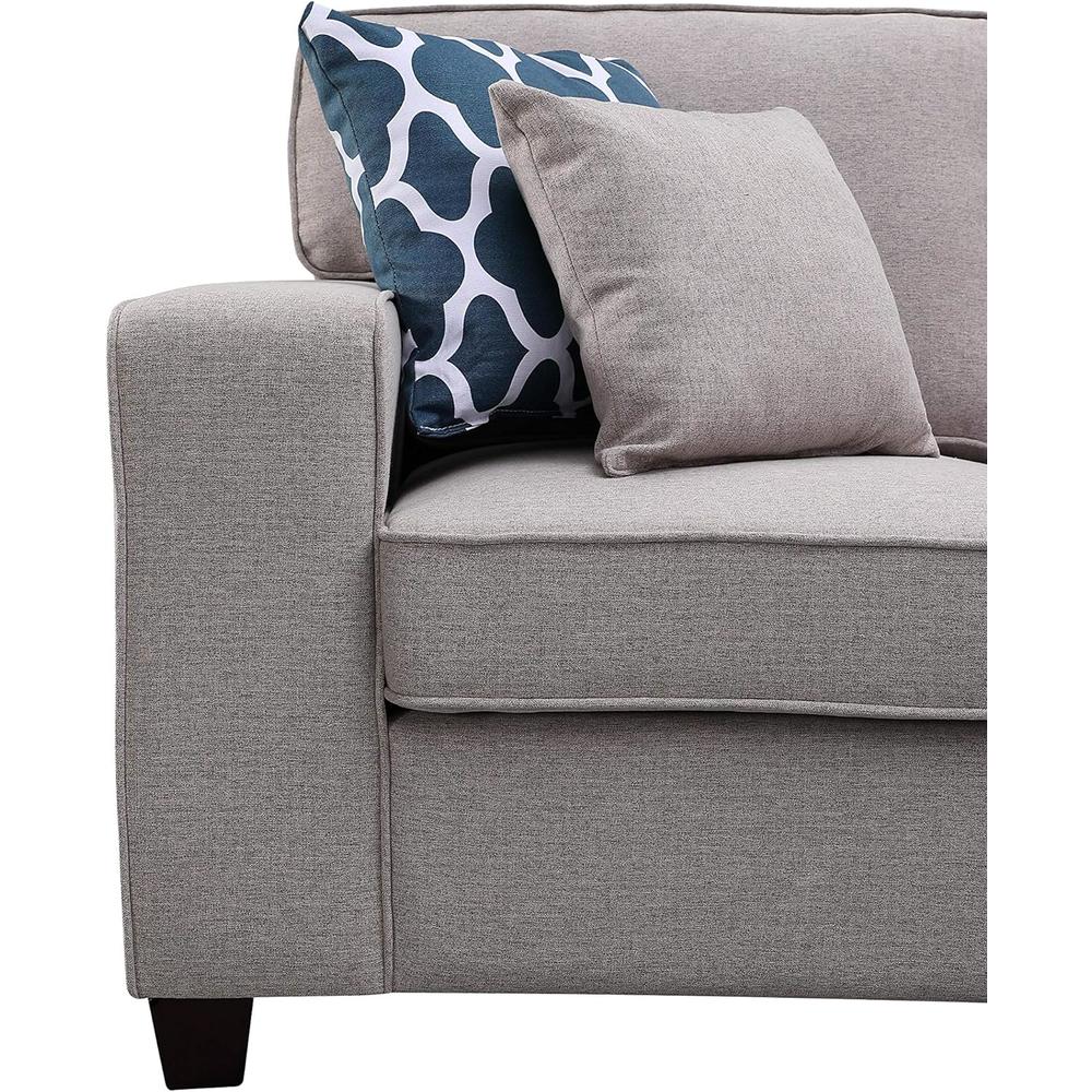 Lilola Home Irma Light Gray Linen 8Pc Modular L-Shape Sectional Sofa Chaise and Ottoman