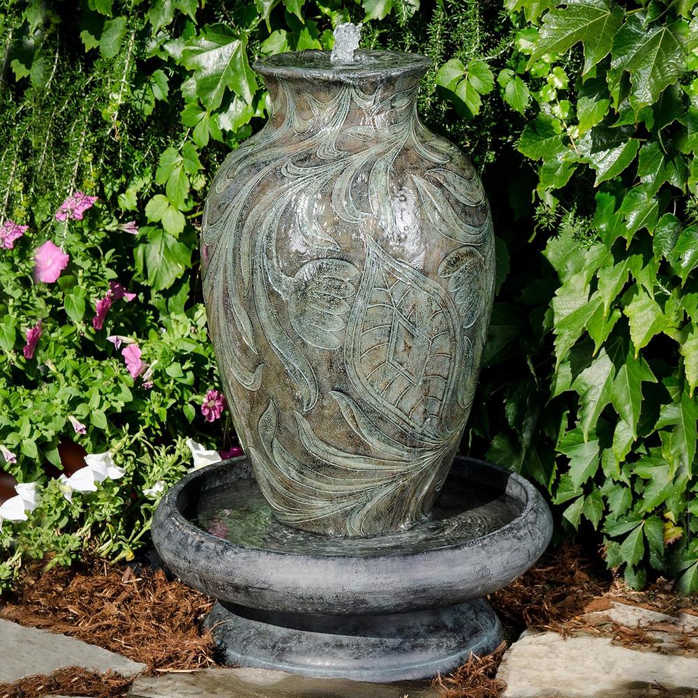 Bond Manufacturing Y96591 Brielle Lighted Bubbling Garden Fountain, 29.5H 20.5W 20.5D, Grey