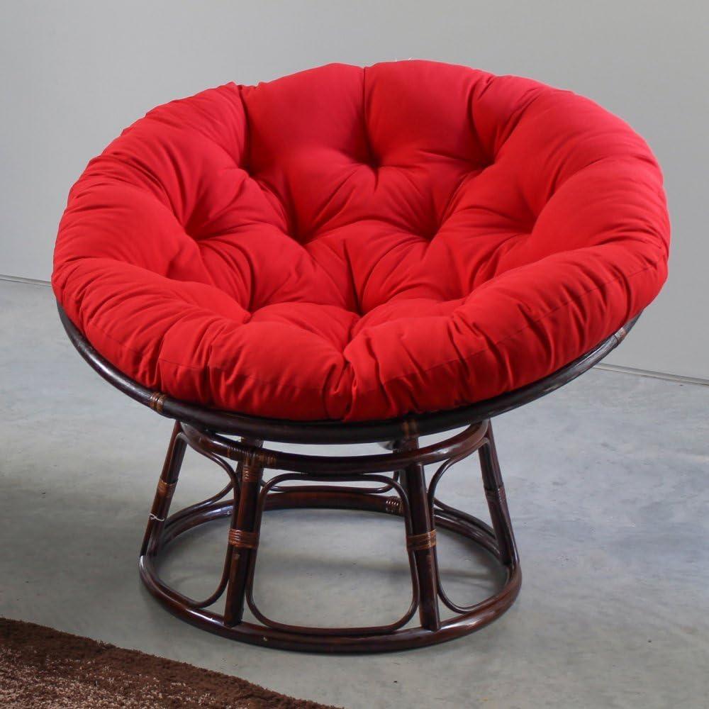 International Caravan Furniture Piece 42-Inch Rattan Papasan Chair with Solid Twill Cushion