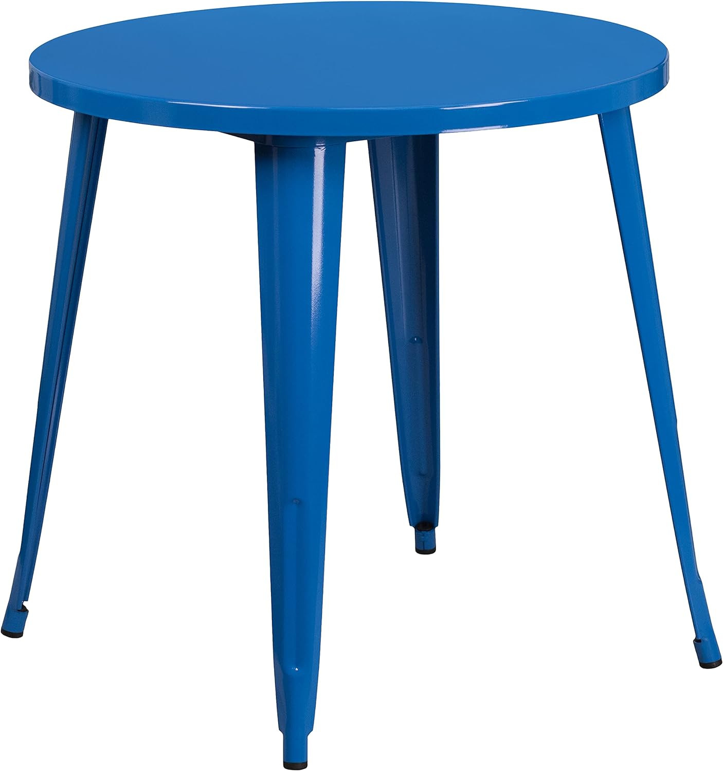Flash Furniture Commercial Grade 30" Round Blue Metal Indoor-Outdoor Table Set with 2 Arm Chairs