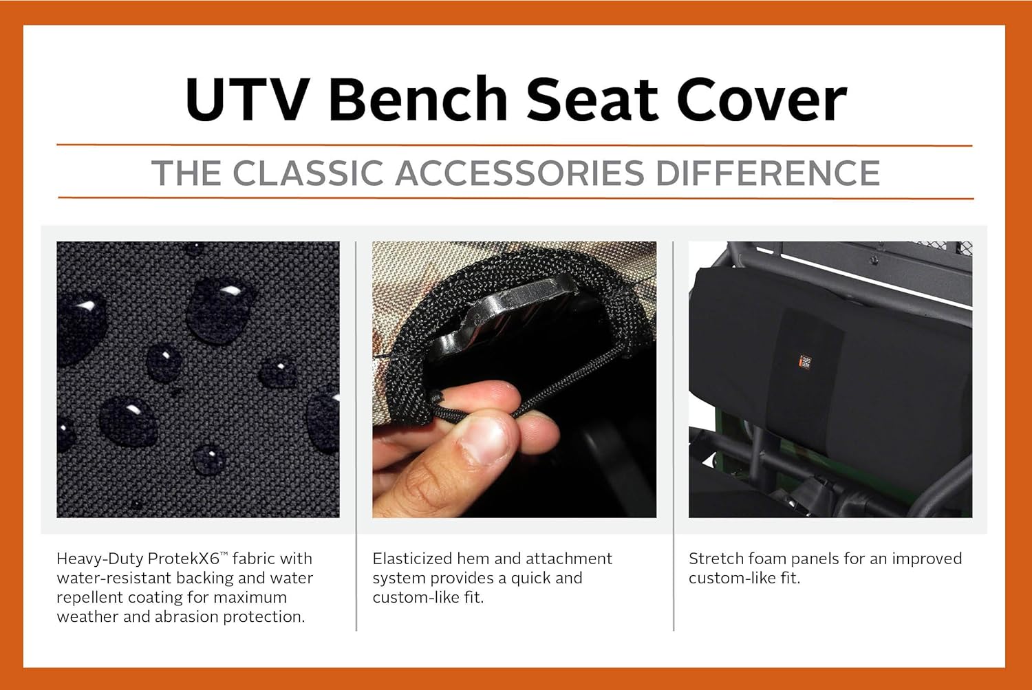 Classic Accessories QuadGear 18-026-010401-00 UTV Bench Seat Cover - Black