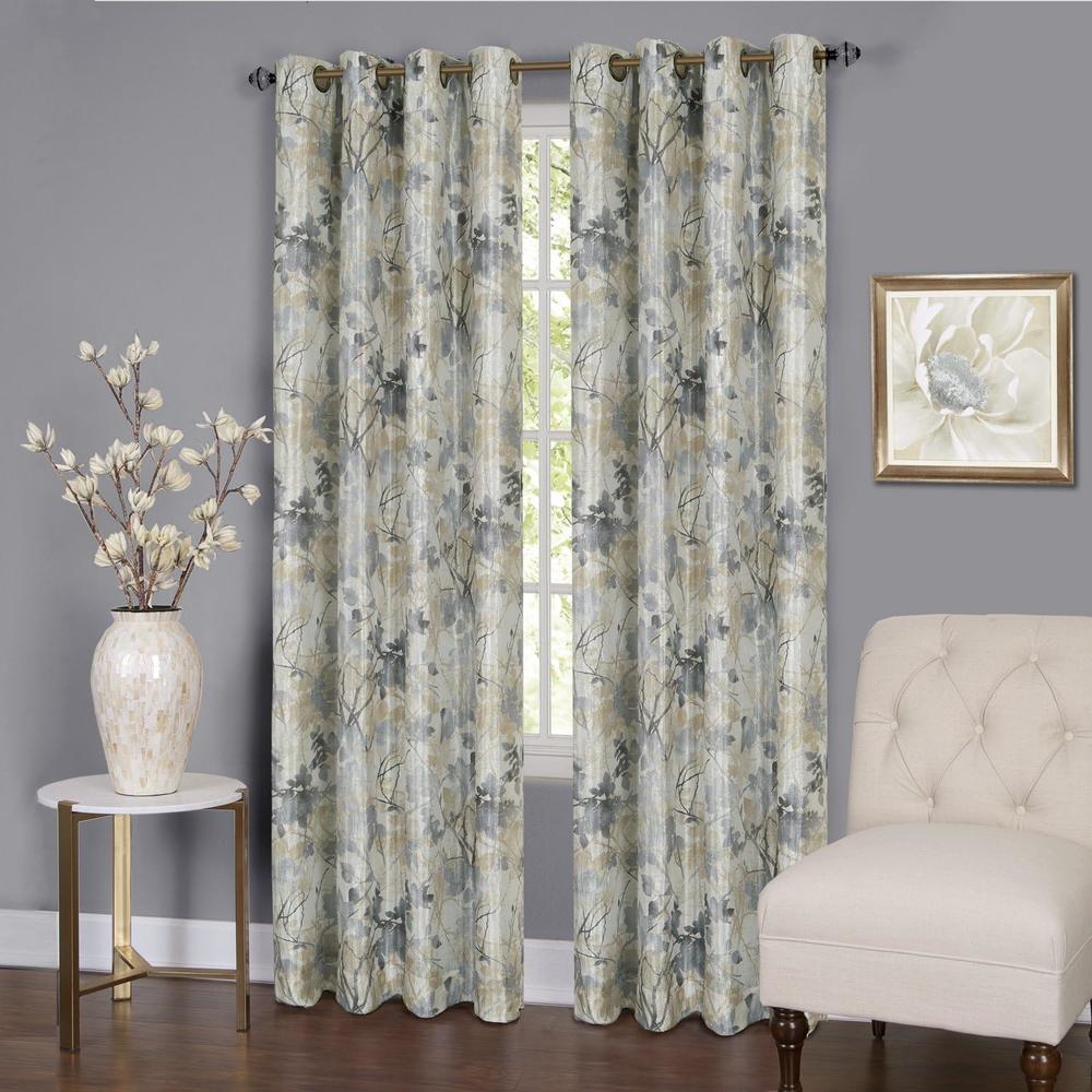 Achim Home Furnishing: Tranquil Tan Floral Modern Blackout Window Curtain Panel