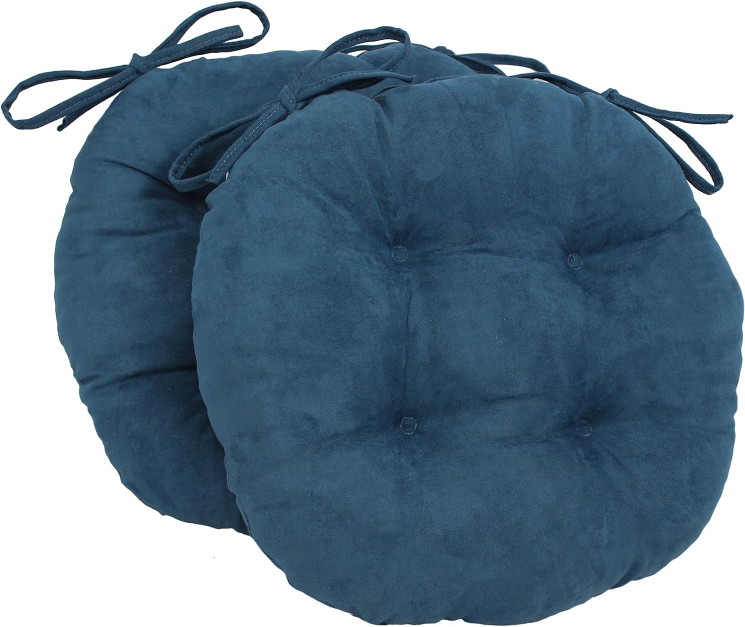 Blazing Needles 16-inch Solid Micro Suede Round Tufted Chair Cushions (Set of 2) - Indigo