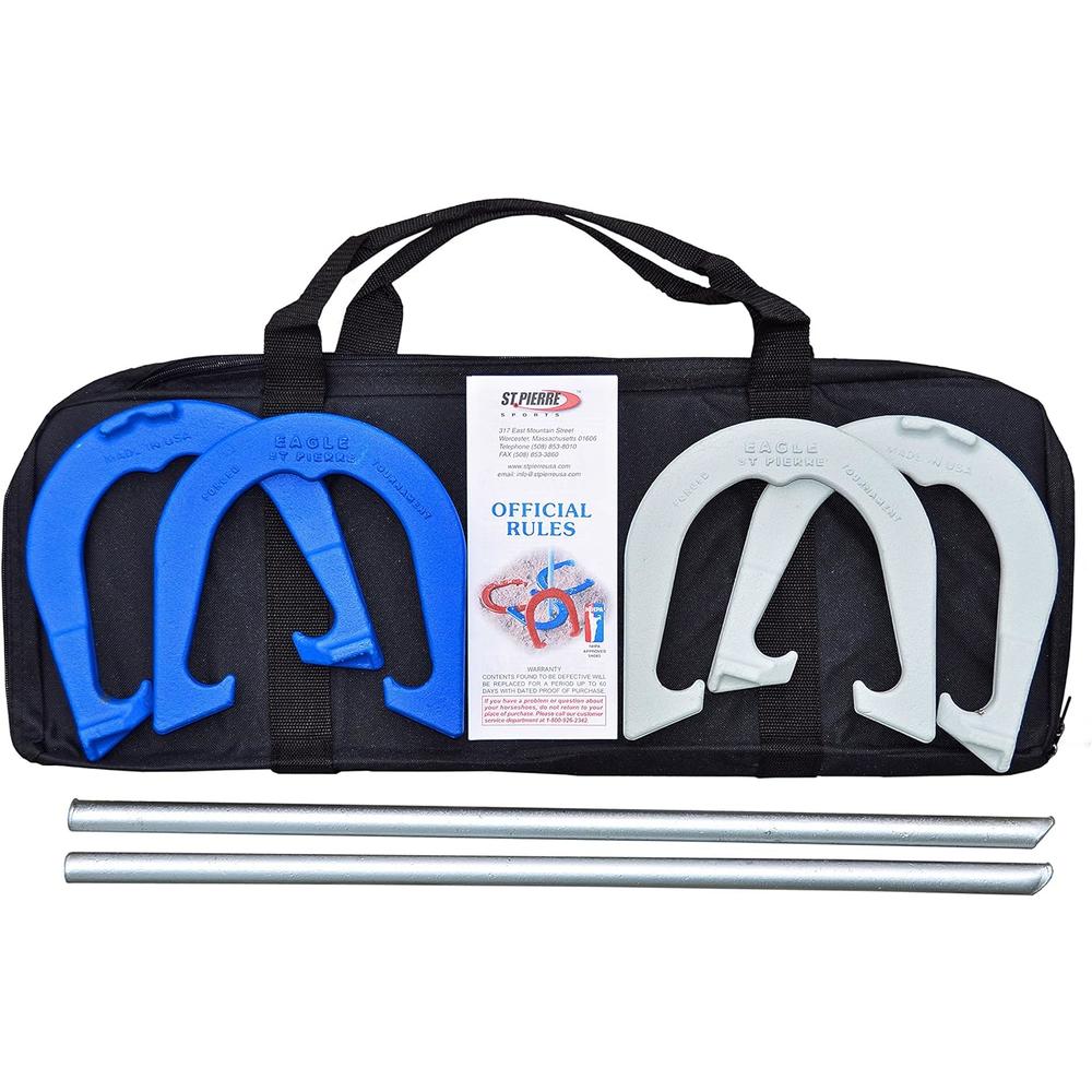 St. Pierre St Pierre Sports Eagle Tournament Horseshoe Outfit in Nylon Bag, Blue/Gray